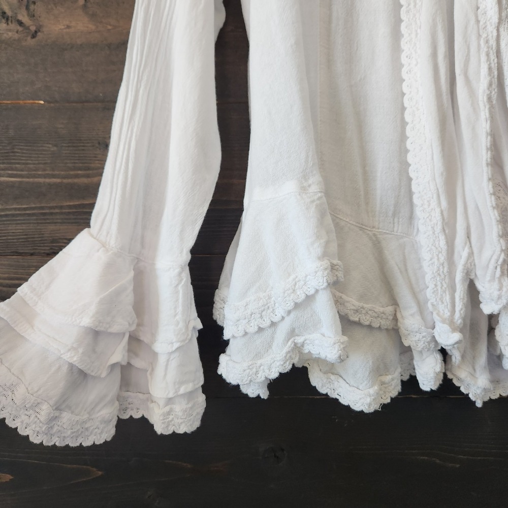 Scully Ruffle Western Shirt Womens XXL Bell Flare Long Sleeves White Cowgirl NWT - Picture 2 of 14